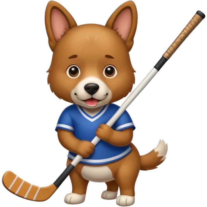 Dog with hockey stick in mouth emoji