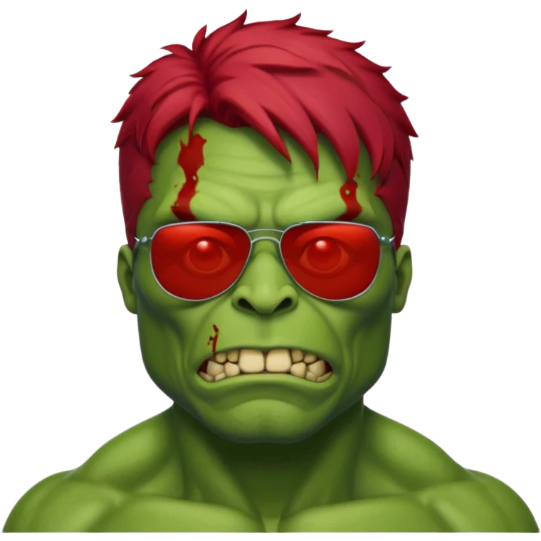Zombie hulk with red hair and sun glasses emoji