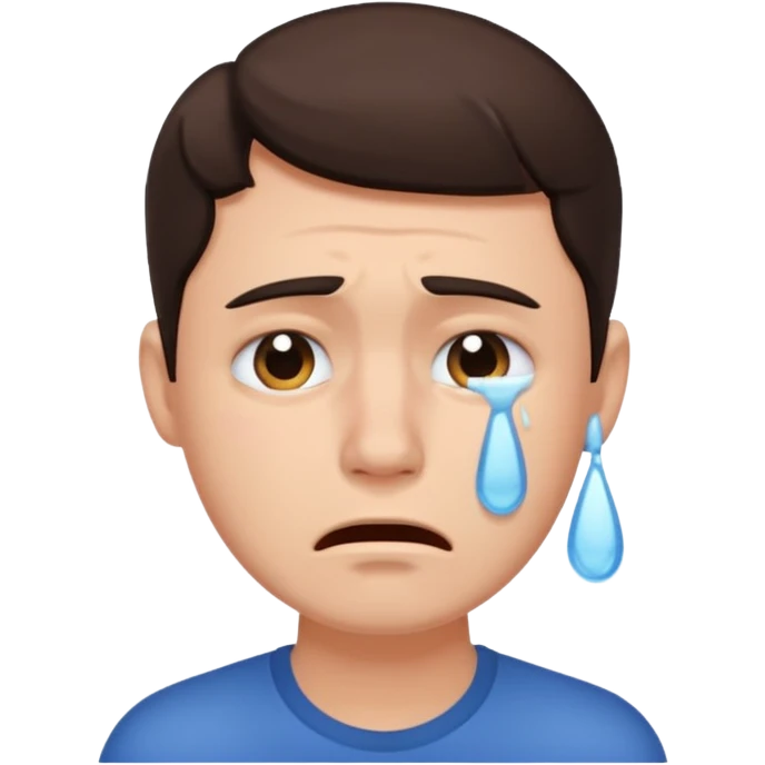 brunette man crying emoji