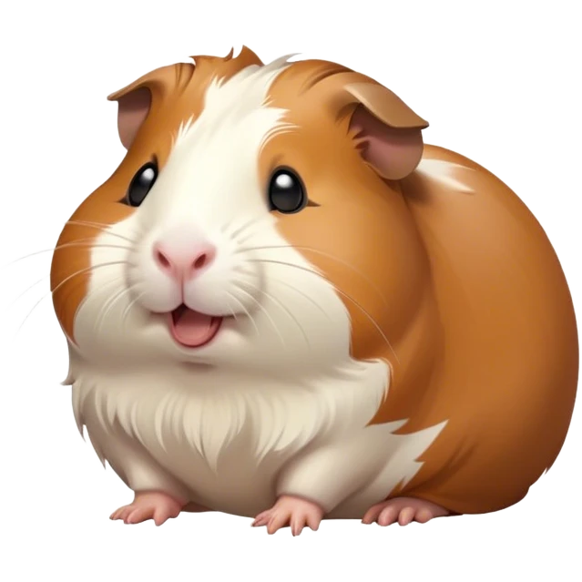 Cinematic Cute Yawning Brown and White Banded Guinea Pig Portrait Emoji, Head tilted slightly with a dramatic, wide-open yawn, revealing a soft, banded coat of brown and white with tiny, droopy ears, round dark eyes barely open in drowsy contentment, Simplified yet irresistibly adorable features, highly detailed, glowing with a soft, cozy glow, high shine, relaxed yet expressive, stylized with a touch of whimsy, bright and endearing, soft glowing outline, capturing the essence of a sleepy yet affectionate guinea pig, so drowsy it feels like it could stretch out of the screen and curl up for a nap! emoji