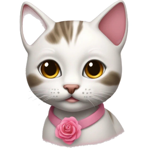 Un gatito con moñito rosa emoji