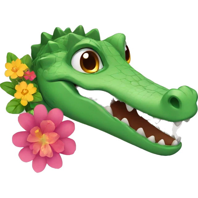 Crocodile with flowers emoji
