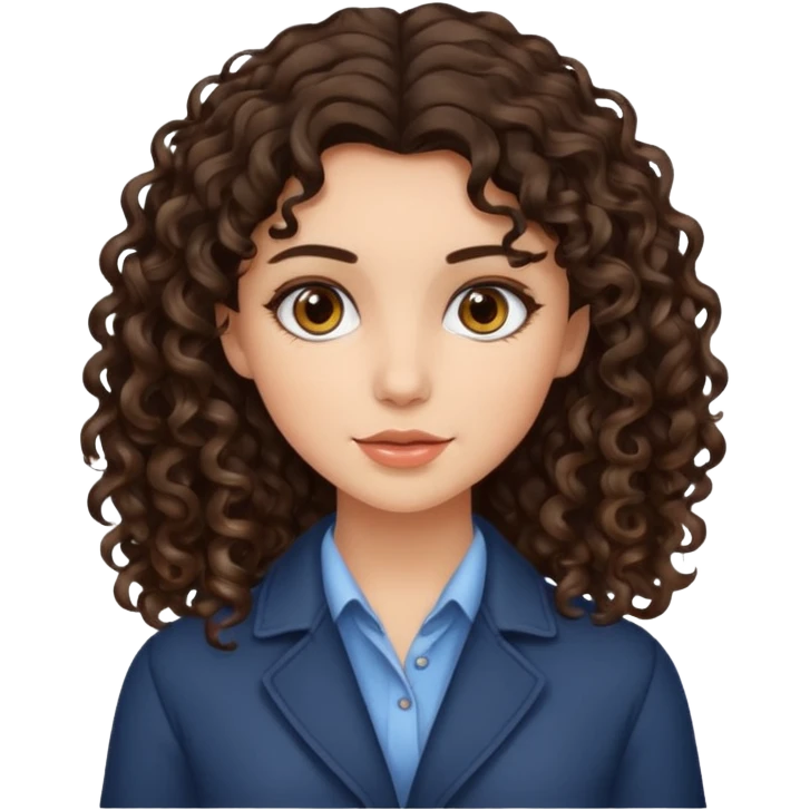 brunette girl with dark curly hair with highlights emoji