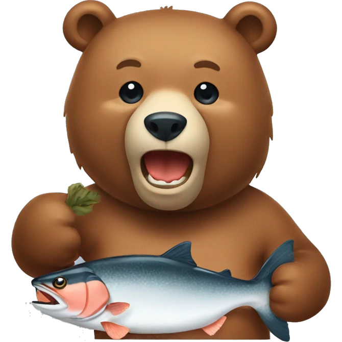 bear eating salmon emoji