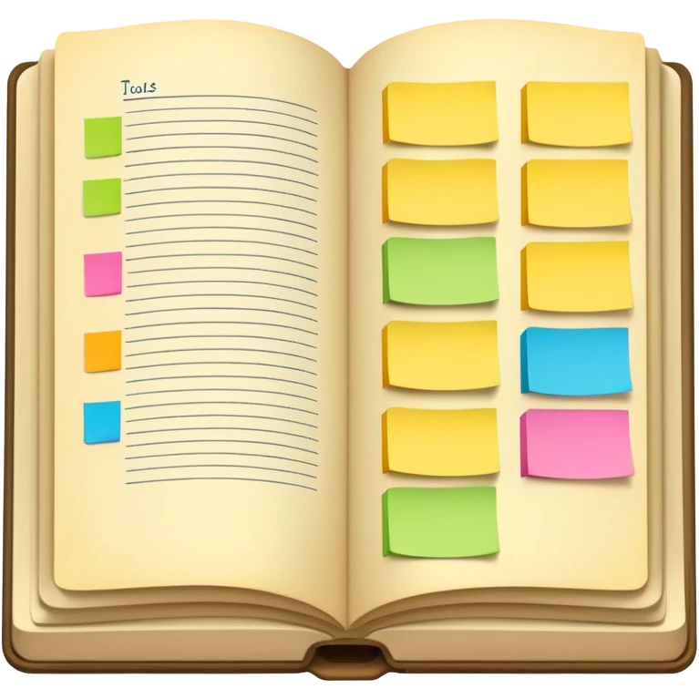 open book with colored tabs or sticky notes, representing teaching materials emoji