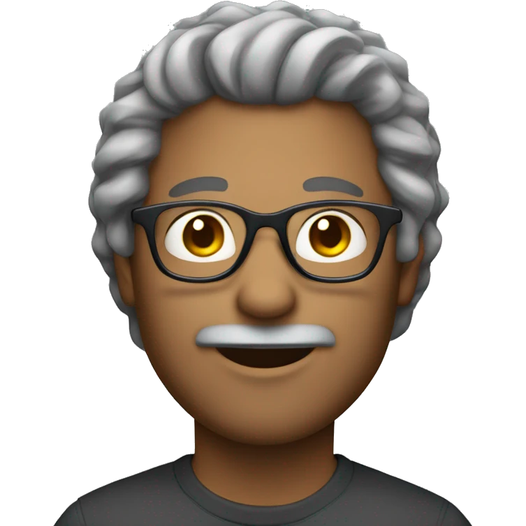 male with gray curl yhair and glasses emoji