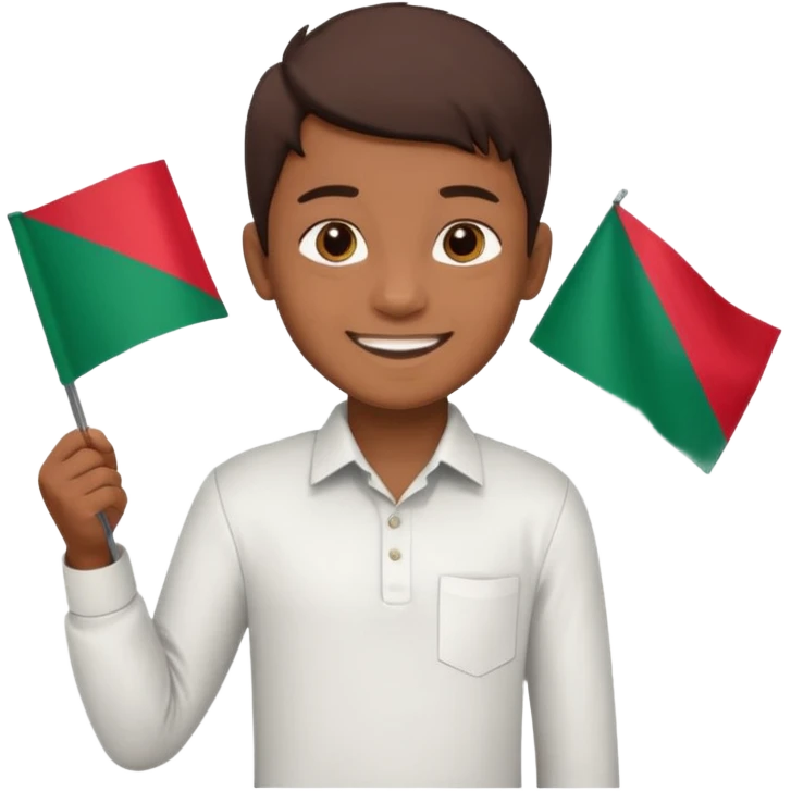 A boy stands with a Bangladeshi flag and greets on the occasion of December 16th. emoji