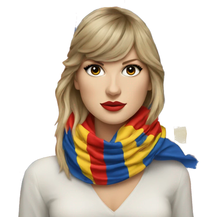 Taylor Swift wearing a Romanian flag as a scarf  emoji