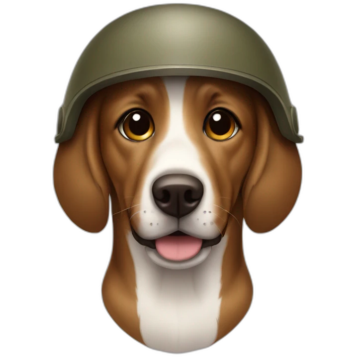 stray brown dog military helmet emoji