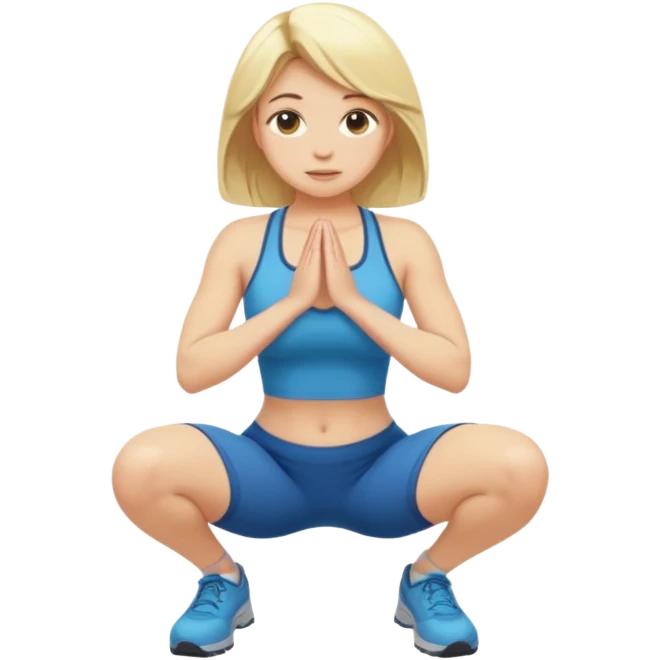 fullbody blonde woman, kneeling in a squat, SFW emoji