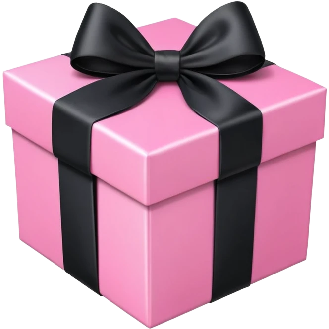 Pink gift box with black bow, realistic  emoji