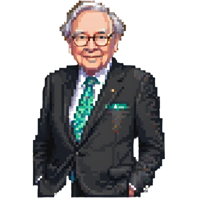 portrait of Warren Buffett, pixel art style emoji