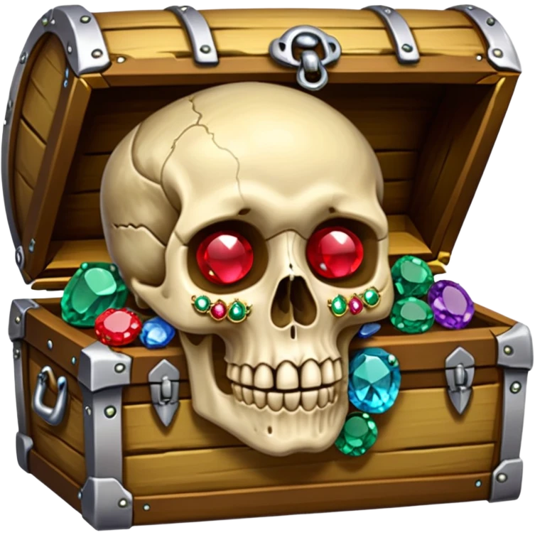 Human skull inlaid with gemstones in jungle treasure emoji