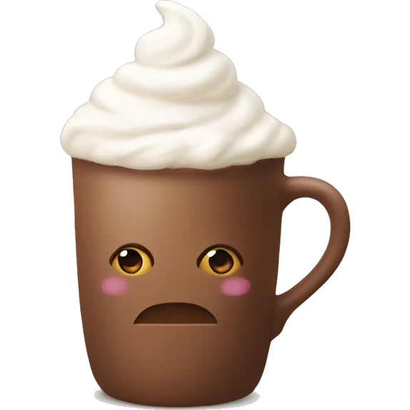 beige mug of hot chocolate with whipped cream and cinnamon emoji