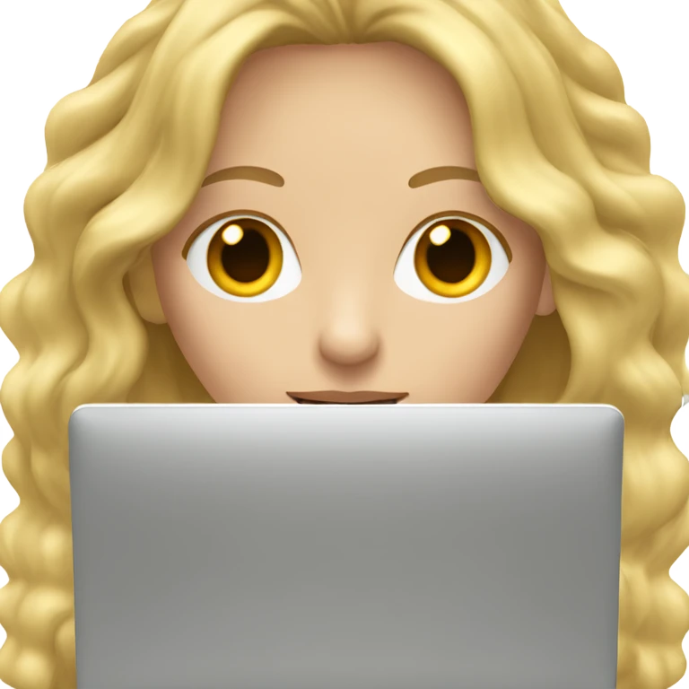 English teacher (woman blond long hair wavy teaching online on her laptop) without glasses  emoji