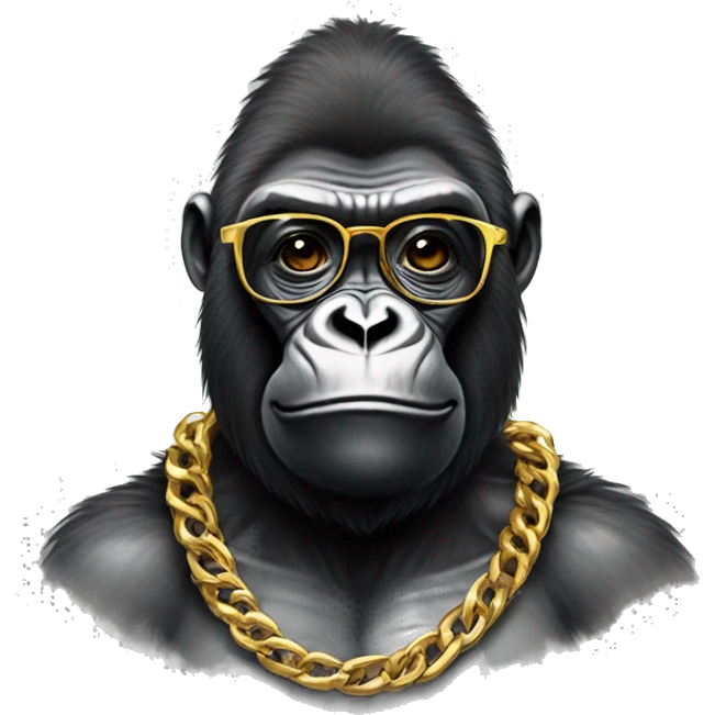Gorilla with shirt and gold chain and glasses emoji