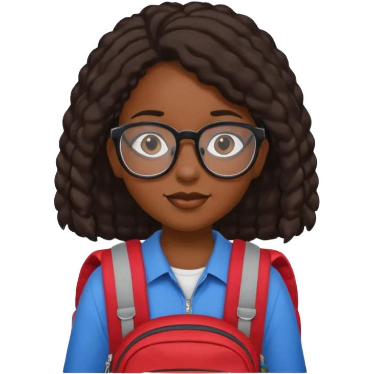 student black girl wearing glasses with backpack emoji
