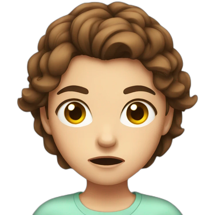 girl with brown hair is very angry, aggressive emoji