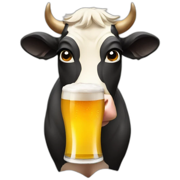 Cow with beer emoji