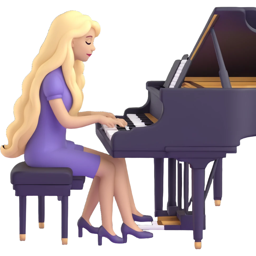 woman with long blonde hair playing the piano emoji
