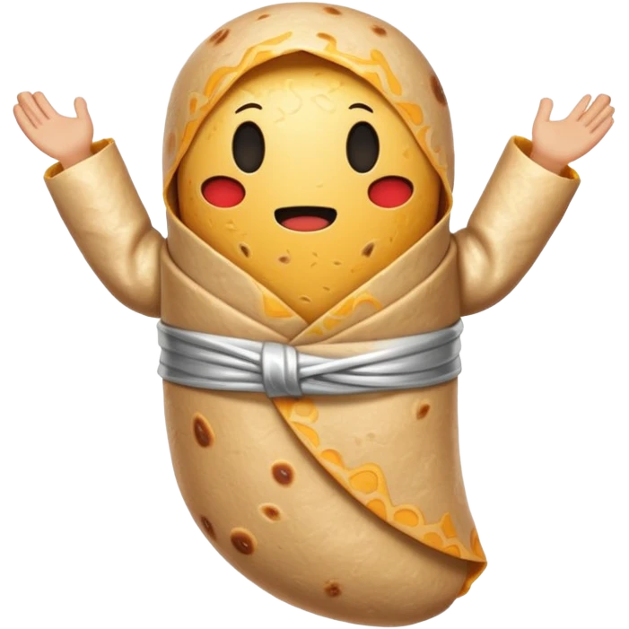 A burrito with arms and legs and no face emoji