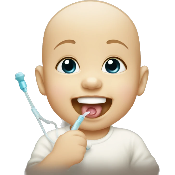 Baby with feeding tube in nose smiling  emoji