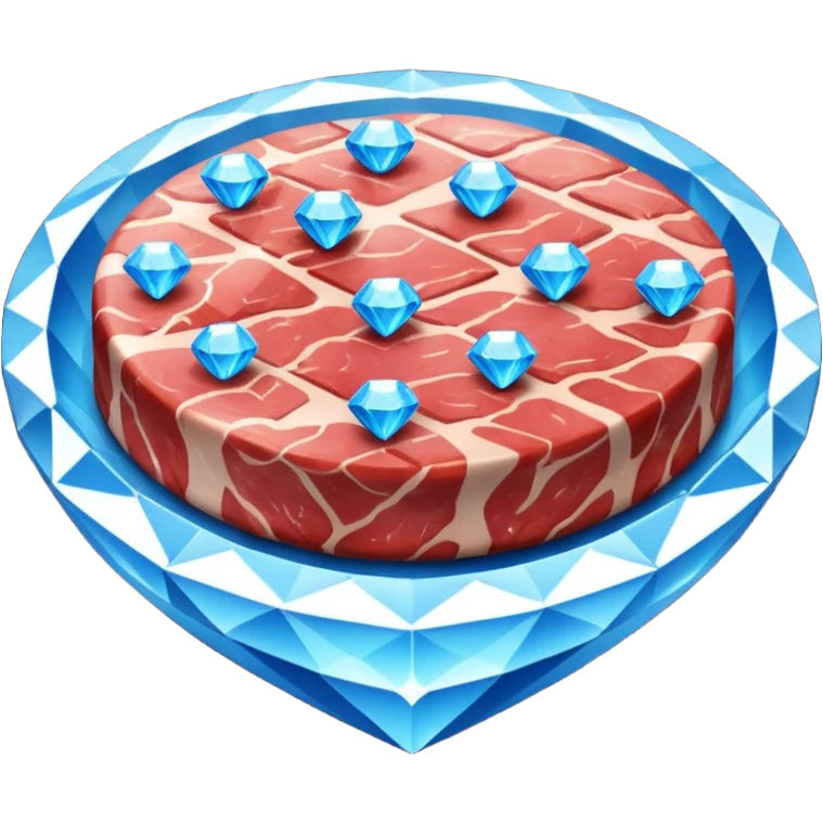 Meat with diamond textur and blue color emoji