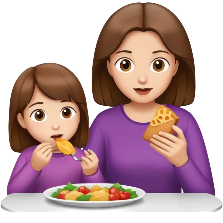 Mutter und Tochter am Essen braune Haare emoji