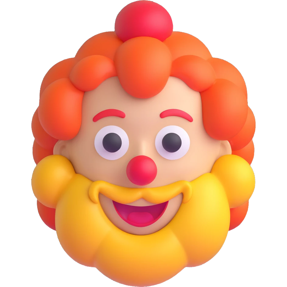 clown's wig only, no clown, 3d emoji style emoji