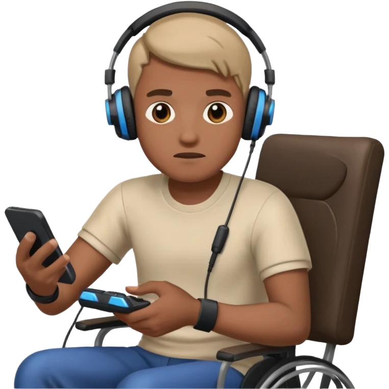 A disabled man playing vidéo game emoji
