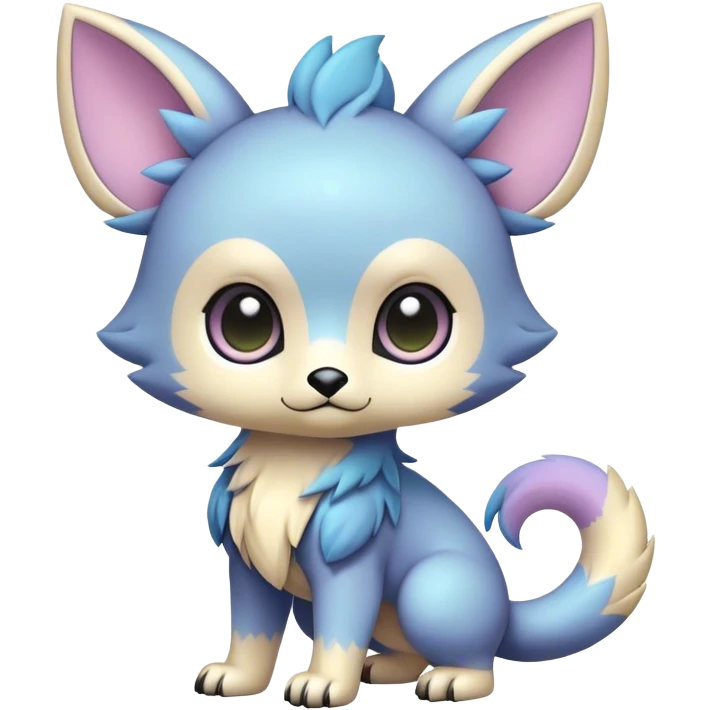 Adorable colorful chibi pastel edgy animal hybrid Fakemon full body, big Eyes emoji
