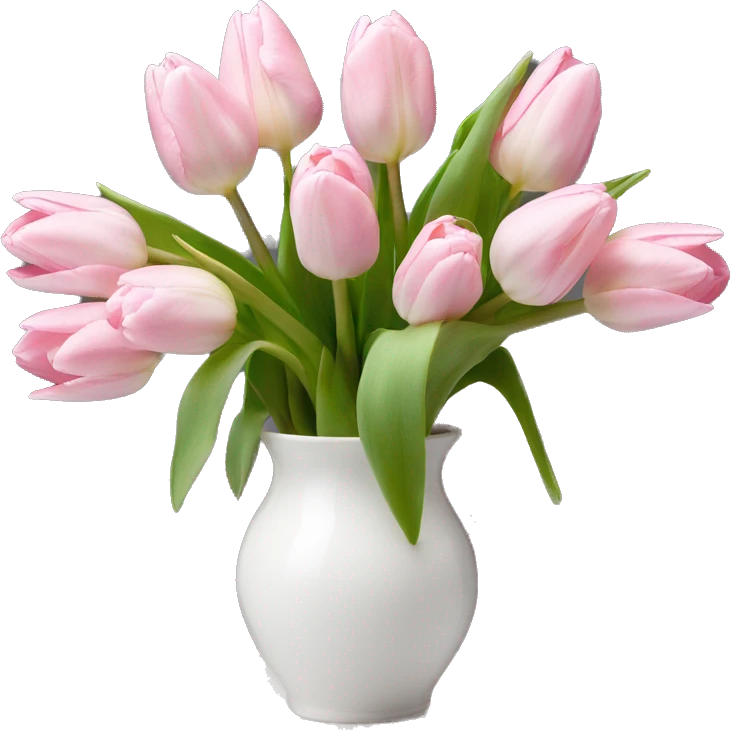 Light pink tulips in white vase emoji