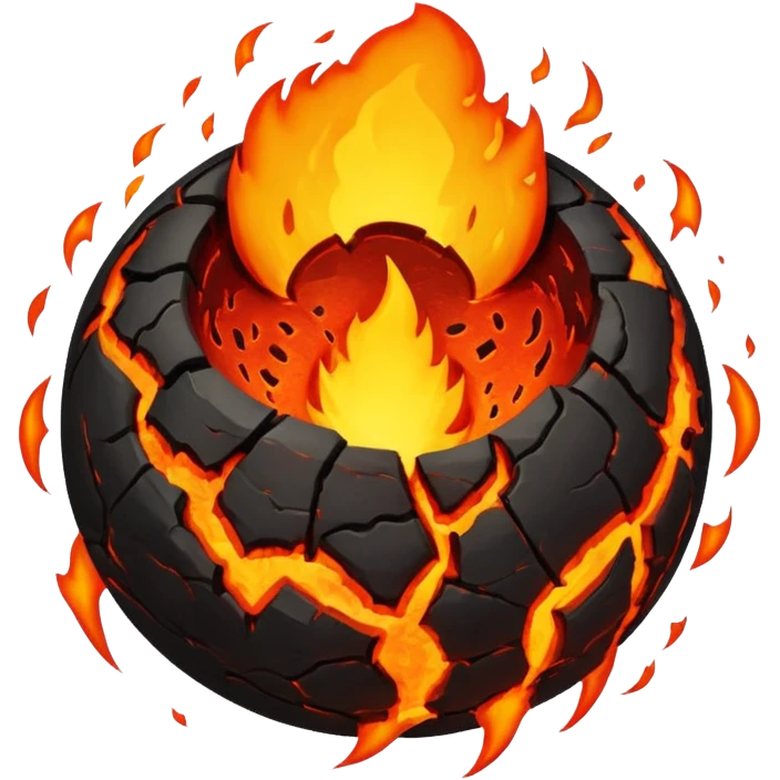 sphere globe planet, surface covered with lava and hole emoji
