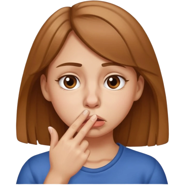 girl holding her nose because something else is stinky emoji