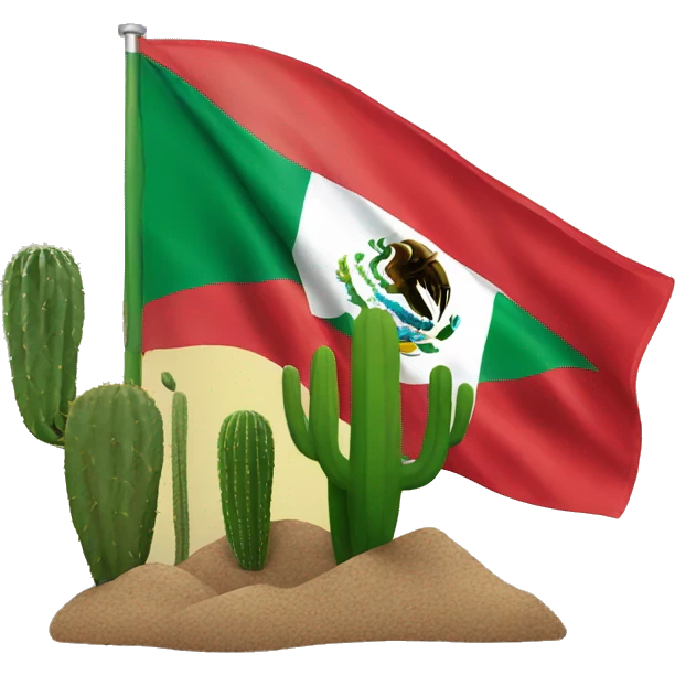 Mexican flag with a cactus behind it emoji