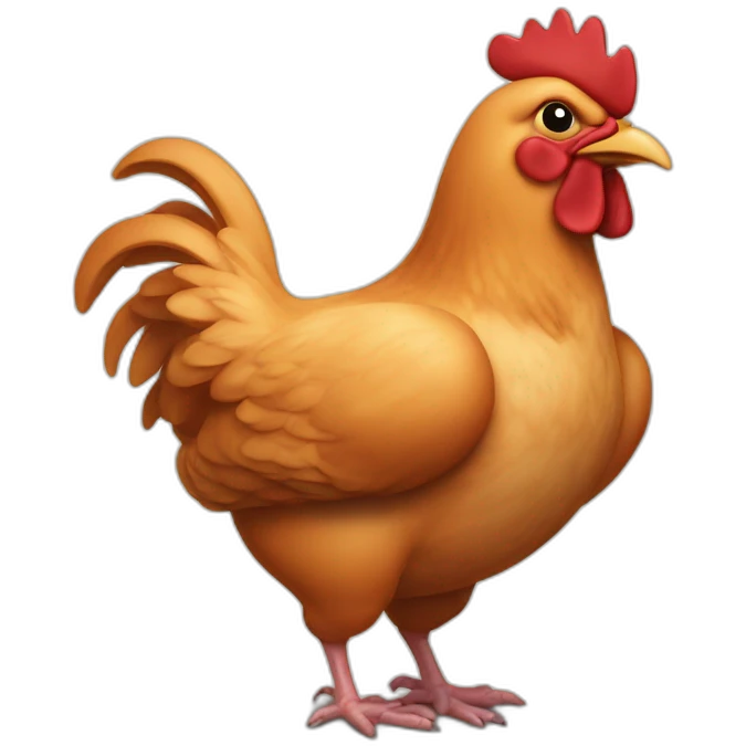 Muscled Chicken beatin up pig emoji