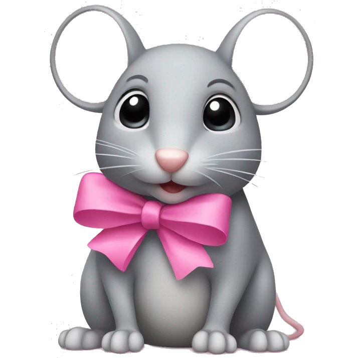 gray mouse with pink bow emoji