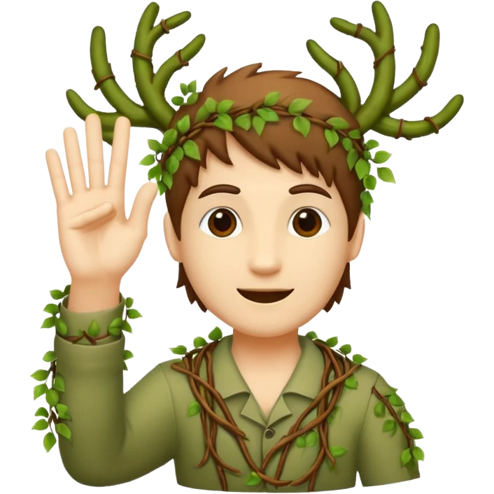 woodland spirit OK hand sign made of vines emoji