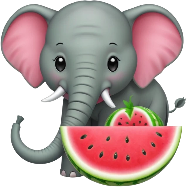 elephant eating watermelon emoji