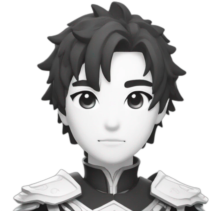 Black and white thoma character from genshin emoji
