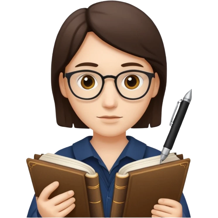 writer holding pen and book emoji