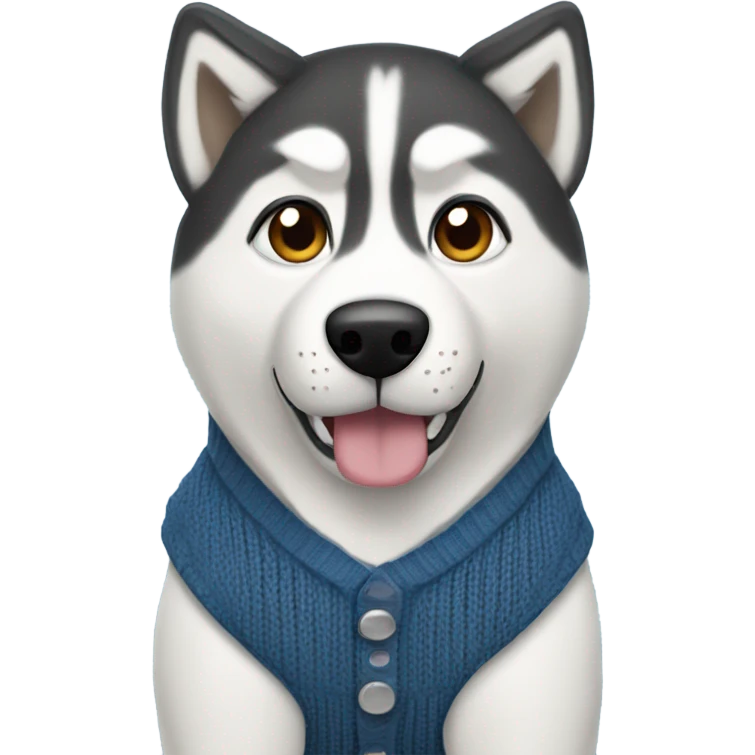 Husky in a sweater vest one brown eye one blue eye emoji