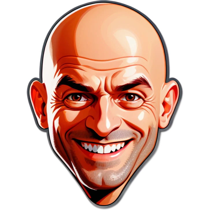 bald man smiling at viewer emoji