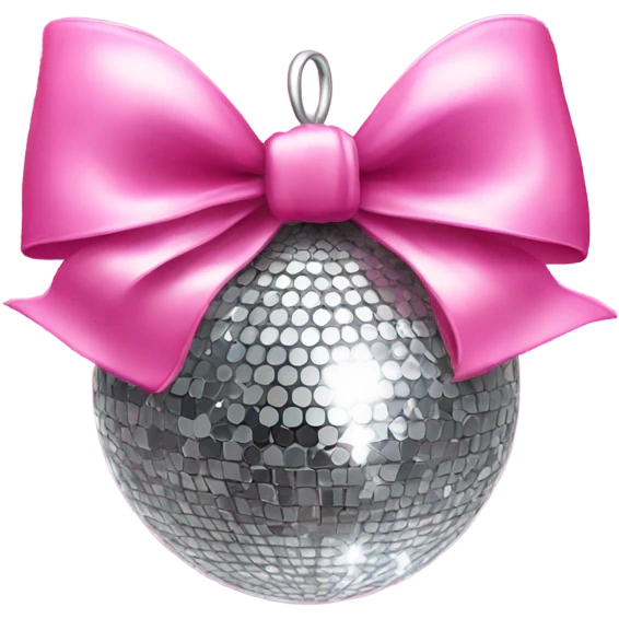 Disco ball with pink bow emoji