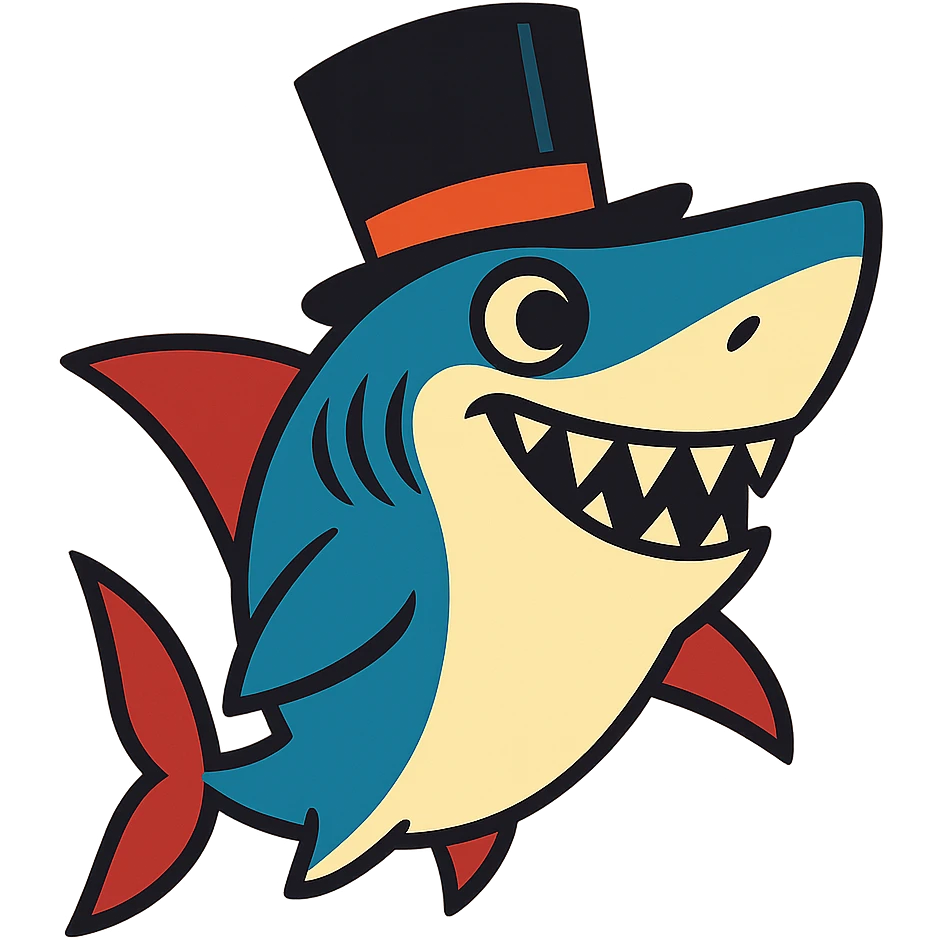 Shark with a top hat emoji