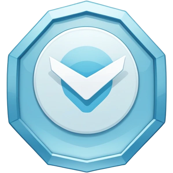 Telegram verification badge, light blue irregular octagon with white checkmark emoji