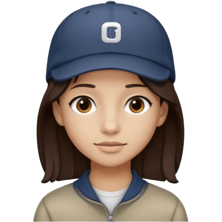 adolescente con gorra, pelo castaño oscuro con rayso de color mono emoji