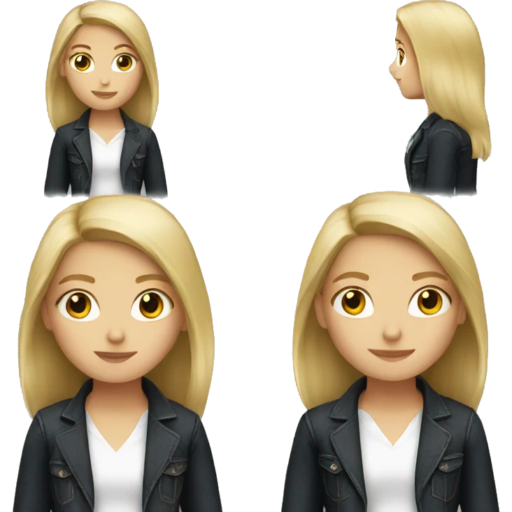 Blond girl in blue jeans and black blazer emoji