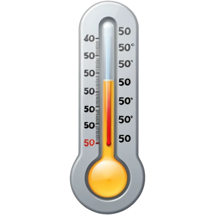 at a 45-degree angle backward and slightly to the right, the thermometer should be gray, like a mercury thermometer, and show 50+>C emoji