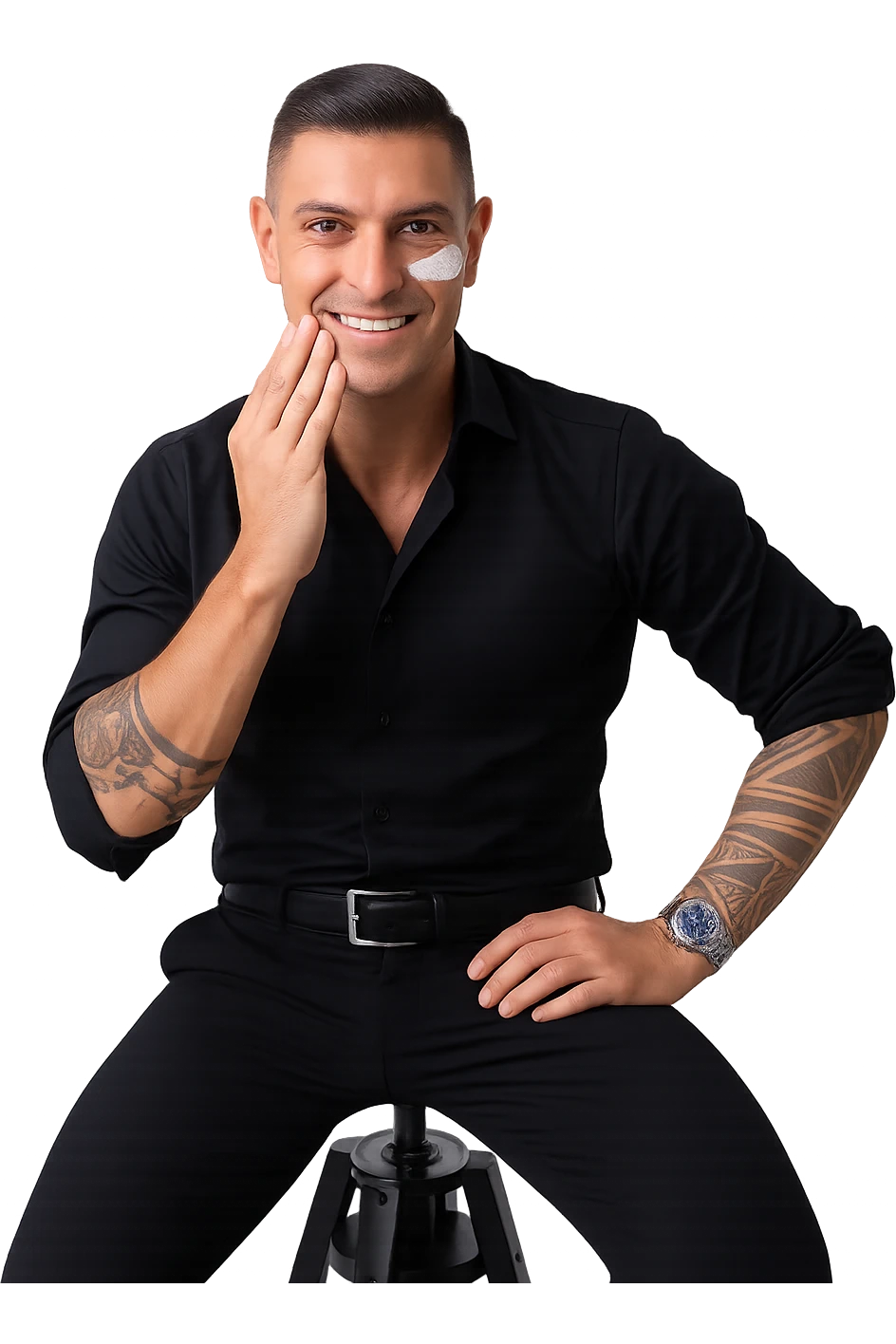 uomo che si spalma la crema emoji